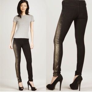 MOTHER Black Jeans with Gold Shimmer